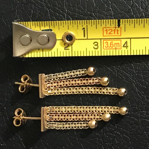 18k Tri-Color earrings - Picture 2 of 4